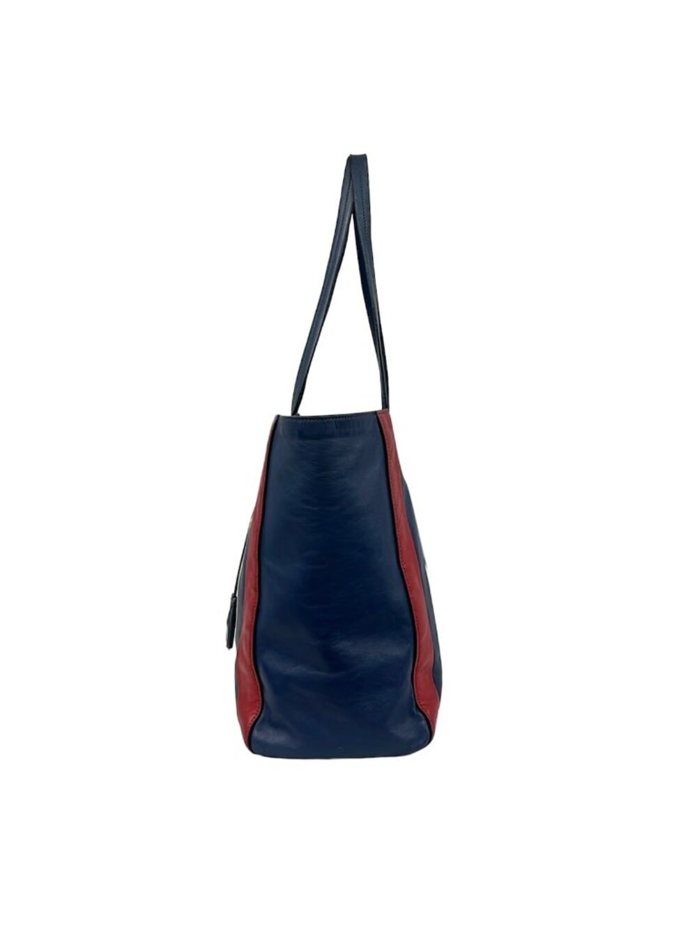 Prada Tote Navy Red White Striped Leather - Picture 4 of 13